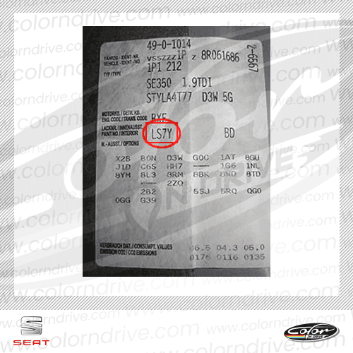 SEAT paint code label example 1
